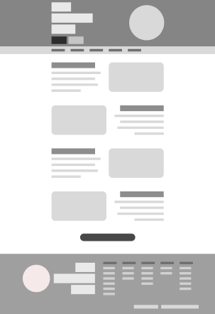 A wireframe of Community Party's homepage